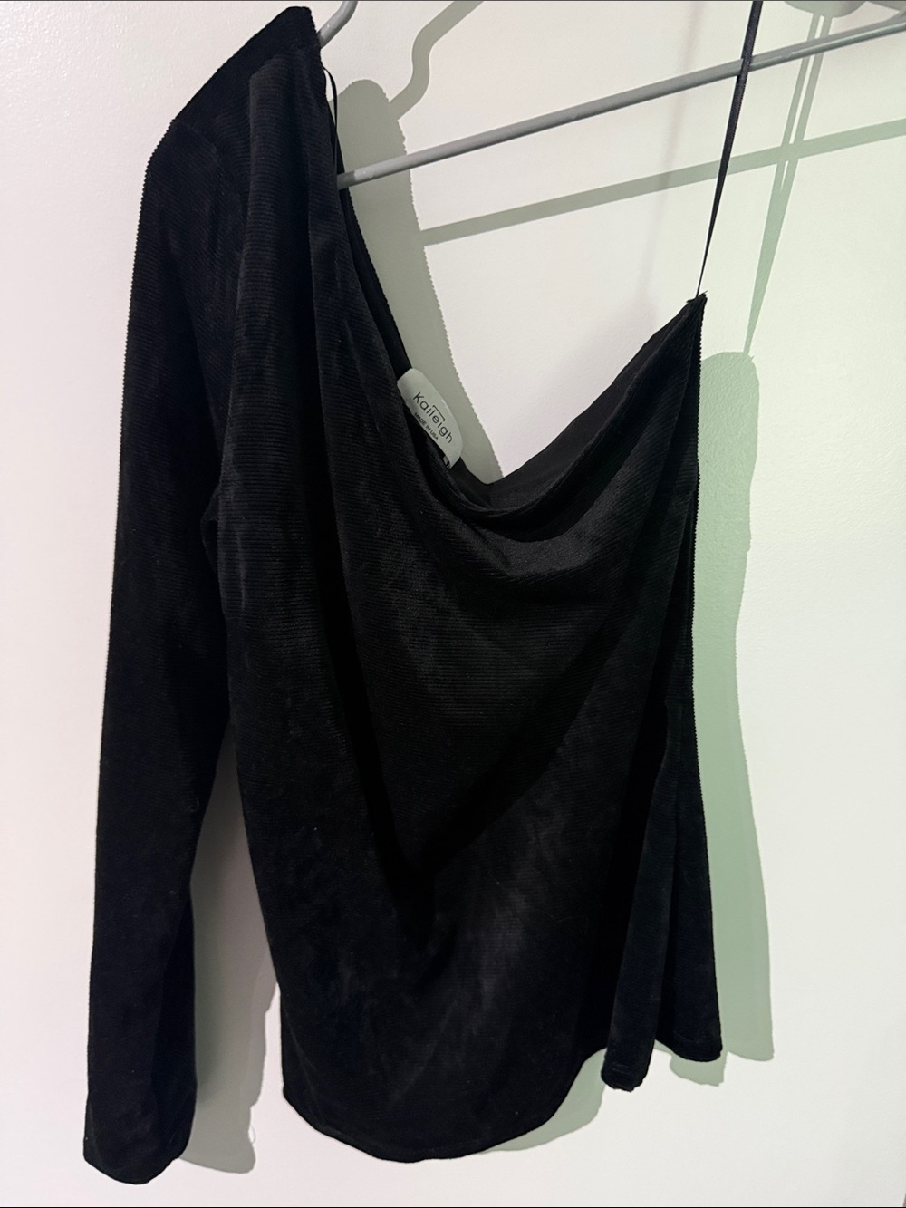 Kaileigh Black Satin Top with Stitch Fix Tag